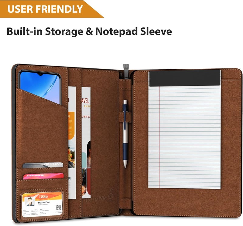 KHOMO Universal Padfolio Case – Tablet Portfolio Organizer with Notepad Holder – Compatible with iPad 10th/11th Gen, iPad Pro 11, iPad 7/8/9 (10.2", 10.9", 9.7") - Image 4